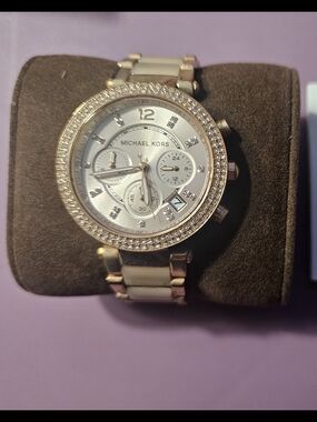 Michael Kors Rose Gold Crystal Chronograph Watch